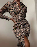 shirt dress long sleeve sexy waist waist printed cardigan
