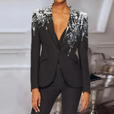 Lady Blazer Women Printed Long Sleeve Suit Blazers 2021 VONDA Sexy Lapel Collar Pleated Button Up Jackets