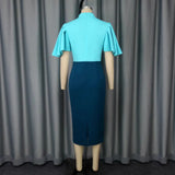 Retro Half-Necked Collared Lotus Leaf Sleeve Dress High-Rise Elegant Party Dress Dress Dress