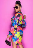 Retro Print Long Sleeve Shirt