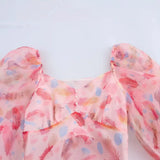 New Women's Fashion Simple Print Lantern Long-Sleeved