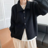 Neck Thicken Single Breasted Sweater Coat Brown Beige Black Women's Autumn Long Sleeve Knitted