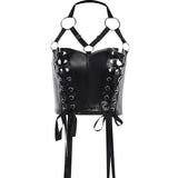 Summer New Personality Trend Hot Girls Sexy Corns Dark Straps Neck Vest Women's Dress-Outfit