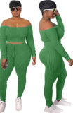 Sexy Off Shoulder Knit Top And Leggings 2 Piece