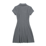 New Wide Pleated Lapel Short Fashionable Dress 8342303-Outfit