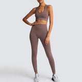 2 Piece Sport Gym Clothes Fitness Set Squat Proof Pant Seamless Leggings Sport Bra Sportwear Crop Top Active Workout