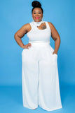 Cut Out Sleeveless Crop Top and Long Skirts Plus Size Two Piece