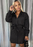 Casual Pocket With Belt Long Sleeve Shirt