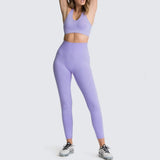 2 Piece Sport Gym Clothes Fitness Set Squat Proof Pant Seamless Leggings Sport Bra Sportwear Crop Top Active Workout