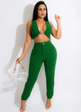 Sexy Sleeveless Crop Top And Pant 2 Piece