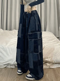 Vintage Blue Checkered Baggy Cargo Jeans-Outfit
