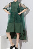 Hem High-Low Sheer Shirt Dress and Tank
