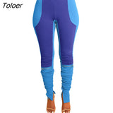 Hight Waist Trousers Ribbed Patchwork Zipper Pants Women Skinny Fitness Sexy Pleated Ruched Legging Pants