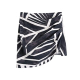 Women Chic Fashion Printed Draped Asymmetry Mini Skirt Vintage High Waist Side Zipper Female Skirts
