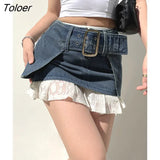 Sexy Solid Women Mini Skirts Y2K Low Waist Aesthetic A-line Skirt Korean Fashion Streetwear Denim Clothes Summer