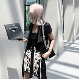 Casual Bandage Cross Mini Skirt For Women High Waist Black Streetwear Skirts Female Fashion New Clothing