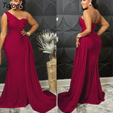 Design One Shoulder Irregular Pleated Fold Maxi Long Dress Women Party Night Club Dresses Vintage Vestidos Elegant