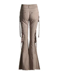 Toloer 2024 New High Waist Horn Trousers Overalls Style Slim Show Thin Versatile Ribbon Decoration Floor Casual Pants-Outfit