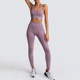 2 Piece Sport Gym Clothes Fitness Set Squat Proof Pant Seamless Leggings Sport Bra Sportwear Crop Top Active Workout