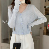 Silk Sunscreen Dress In Summer, Women Wear A Knitted Cardigan With A Small Shawl Net Blouse And A Short Coat.-Outfit