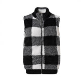 Women's Vest 2025 New Lattice Plush Shirt Vest Collar Sleeveless Women's