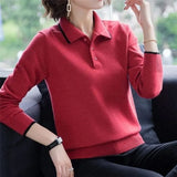 Fashion Doll Collar Knitted Sweater Middle aged Women Autumn Winter Pullover Casual Top Plus Size Bottoming Sweaters