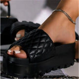 Summer Shoes Slip On Flat Slides Sandals For Female Casual Slippers Lingge Argyle Beach Shoes Luxury Sandalias Mujer