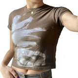 Women Goth Clothes y2k Crop Tops Summer 2024 T shirts Grunge 2000s Trashy Aesthetic Short Sleeve Tees Young Girls Streetwear-Outfit