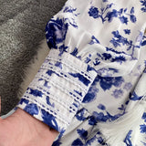 Runway Blue Floral Mini Mermaid Dress Women Elegant Ruffles Tassel Lace Hem Slim Short Dress Vestidos Robes
