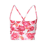 Floral Print Women 2 Piece Set Strap Camis Lace Up Cross Bandage High Waist Wide Leg Pants Elegant Party Club