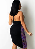 Party Sequins Cut Out Irregular Halter
