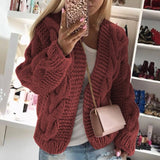 New Autumn Winter Cardigan Women 5 color matching Loose Knitted Sweater Jacket Female Long Sleeve Cardigans Coat