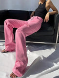 Pink Bottons Ripped High Waist
