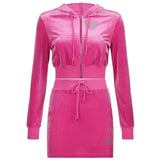 Y2K Sweet Heart Velvet Diamond Hoodies Women Spring Autumn Hooded Jackets Zip Up Long Sleeve Cropped Top