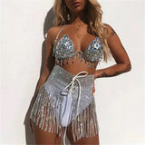 Sequin Tassel Metal Mini Skirt Wrap Festival Party Club Beach Bikini Skirt Fringe High Waist Skirts Womens A Line