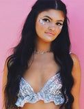 Silver Sequined Ruffles Strap Party