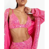 Sparkly Two-piece Set Party Outfits For Womens Sequin Top Blouse Shirt And Pants Suit Female Luxury Evening Tracksuit