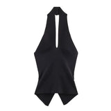 2025 New Fashion Round-Neck Sleeveless Black Silk-Sense Tidling Dress