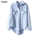 Spring Turn-down Collar Solid Women Shirt Oversized Long Sleeve Women Blouses Casual Pockets Female Shirts Tops Blusas
