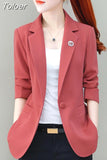 Women's Office Single Breasted Long Sleeve Harajuku Lapel Fashionable All-match Casual Chic Classic Blazers