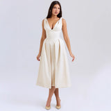 Summer New Body-Body Sling Dress Stylish Solid V-Neck Temperament