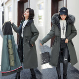 Long Fur Hooded Parkas 2021 New Winter Jacket Women Big Pocket Adjustable Waist Wool Liner Coat Three Ways To