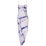 Boho Sexy Summer Printed Dress Strapless Sleeveless Split Asymmetrical Blackless Vestido Mujer Partywear Dresses