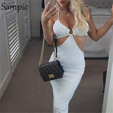 2021 Fashion Summer Beah Bandage Cut Out Strap Party Women Midi Dress Club Casual Sexy Wrap Hollow Out Backless