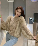 Party Sannian Fringed Plush Sweater Female Khaki Loose Knit Sweater Tops 2022 Autumn And Winter New women