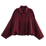 Women's 2025 Spring New Fashion Pilot Bat Sleeve Zipper Jacket