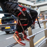 Men's Autumn And Winter Loose Tide Brand Ruffian Handsome Ins Hip-Hop Hip-Hop Wide-Legged Pants With Many Pockets-Outfit