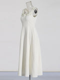 French Three-Dimensional Flower High-End Long Dress 2025 New Fashion Slinged Temperament Thin Dress Women's