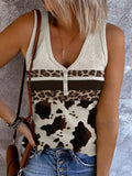Sleeveless Tank Camis Leopard Cow Snap Button Tank Top For Women Female Camisole 2022 Summer New