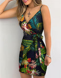 Summer New Wishv Collar Printed Lace-Up Sexy Dress Spot For Women-Outfit